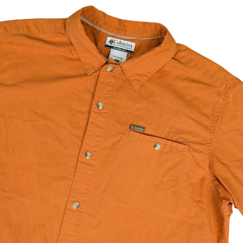 Columbia Mens Tall LT Orange Short Sleeve Button Down Cotton Shirt 0109 AJ 7559